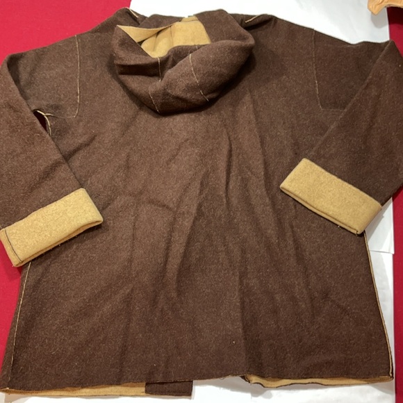 Ralph LAUREN BROWN Wool TRENCH COAT nylon TAN Hood COAT HORN BUTTONS big pockets - Picture 12 of 12